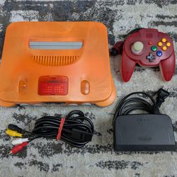 Rare Daiei Hawks Clear Orange and Black Nintendo 64 Console Bundle! N64 Expansion Pak! Hori Pad 64! Region Free!