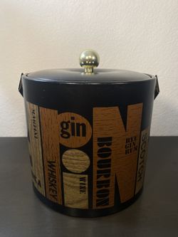 Vintage Couroc Leather Ice Bucket