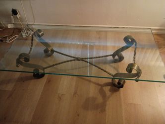 Glass and brass coffee table