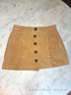 Chloe & Katie Mustard Yellow Corduroy Button Front Mini Skirt Size Small