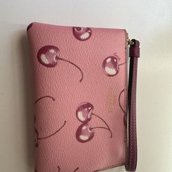 Authentic Coach cherry print wristlet