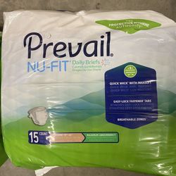 20 Prevail Nu-Fit Adult Diaper Briefs XL (15 Per Pack)**NEW** $10  Pack