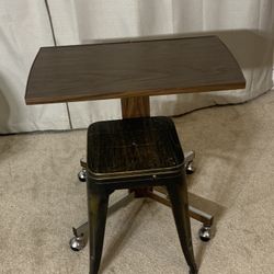 Small Utility Table With Wheels & Stool