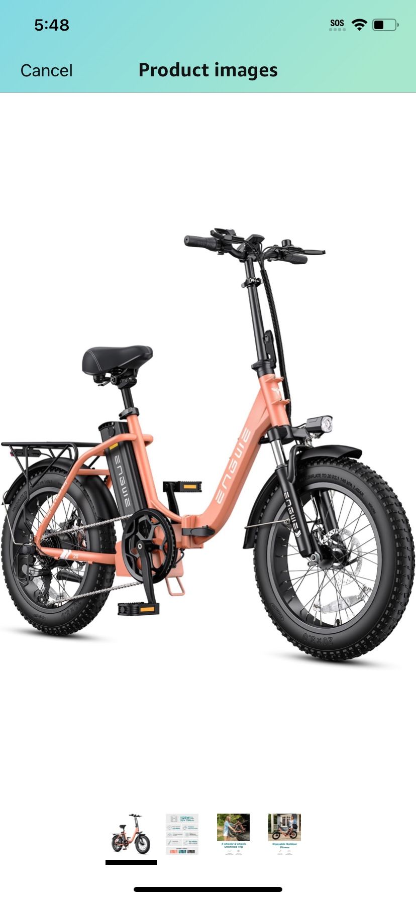 ENGWE 1125W/750W Electric Bike for Adults, L20 2.0 20''×3.0" Fat Tire Electric Bicycle 52V/36V 13Ah Removable Battery Max Range 68/62Miles & 28/20MPH 