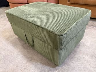 Sage Green Piped Chenille Storage Ottoman with Handle