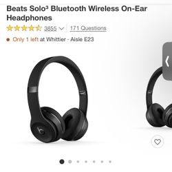 Beats Solo3 Bluetooth wireless On Ear Headphones 