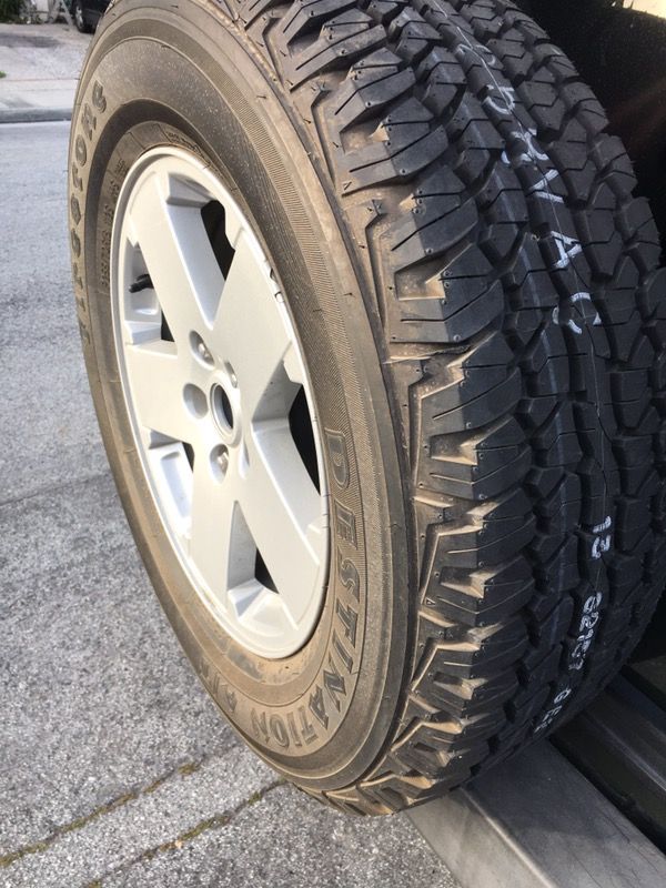 Jeep Wrangler (5) tires rims firestone destination AT 255/70r18 for ...