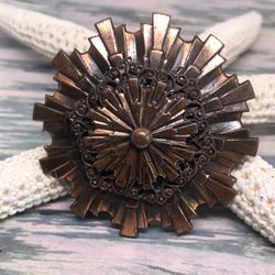Vintage Atomic Solid Copper Sunburst Brooch 