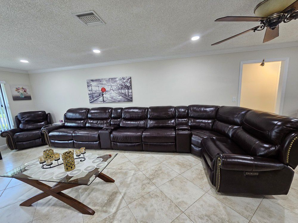 Living Room Sets Real Leather Recliner 
