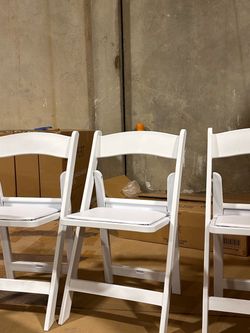 White Resin Folding Chairs with Padded Seat