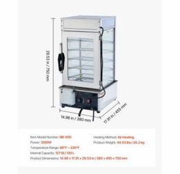 5-Tier Commercial Food Warmer Display, 1200W Food Display Warmer with LED Light, Adjustable Shelf & Stainless Steel Frame, 86°F~230°F Steam Heating, 1