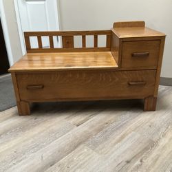 Vintage Oak Bench//Cabinet 