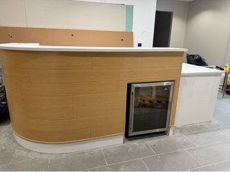 Modern Curved L-Shaped Reception Desk w/refrigerator cut out