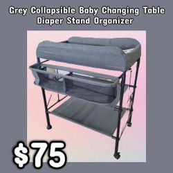 NEW Grey Collapsible Baby Changing Table Diaper Stand Organizer: Njft 