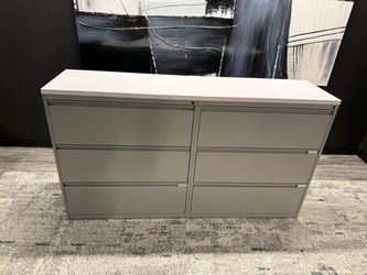 Double 3-drawer lateral file with a connected white top
