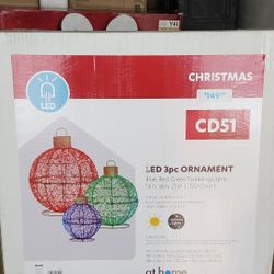 Brand New At Home 3 Piece Christmas Ornaments with 120 Twinkling Lights