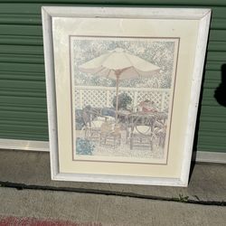 Vintage Peter Wong "Patio" Signed & Numbered Limited Edition Lithograph 8/1500 - Framed