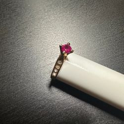 Gold Plated Ring with Pink Stone and Cubic Zirconia