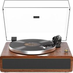 Turntable Record Player (Walnut Color)
