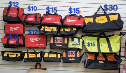 MILWAUKE, DEWALT, RIDGID, AND RYOBI TOOL BAGS