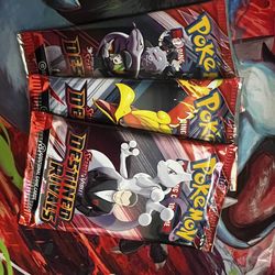 3 Pokémon Scarlet & Violet Destined Rivals Booster Pack 3x w/ Mewtwo & Ho-Oh