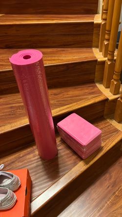 Pink Yoga Mat and Foam Block Set