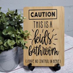 Kids Bathroom Farmhouse Style Funny Wood Sign Decor 