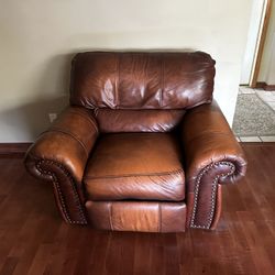 Three-Piece Leather Sofa-recliner, Loveseat, And Recliner