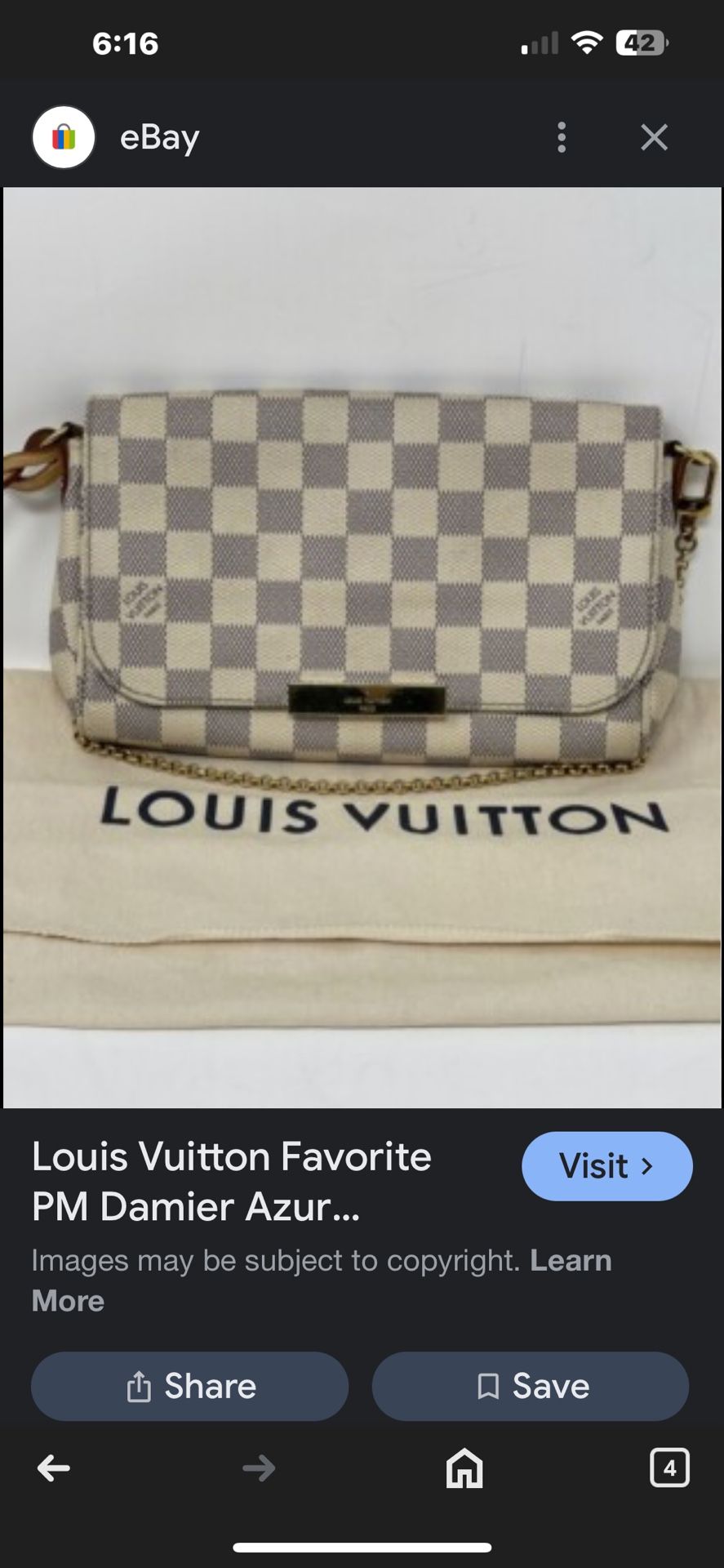 Authentic LOUIS VUITTON Favorite MM DAMIER AZUR