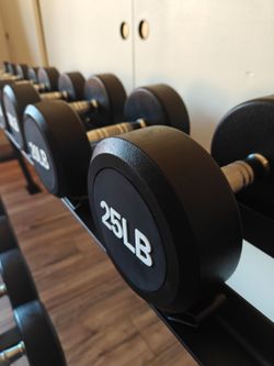 Commercial Grade New Urethane Dumbbells set 550lb 5-50lb With Heavy Saddle Rack FIRM PRICE