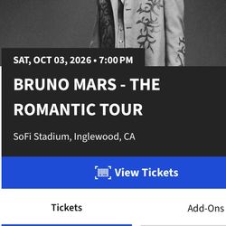 Bruno Mars Concert 2 Floor Tickets (Oct 03, Saturday)