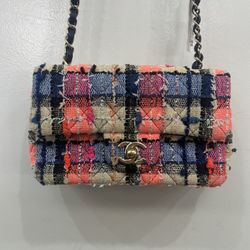 Chanel Multicolor Mini Tweed Flap Bag Authentic 