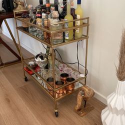 Brass Mirrored Bar Cart