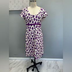 BODEN purple polka-dot short sleeve dress Women's Size 8 R