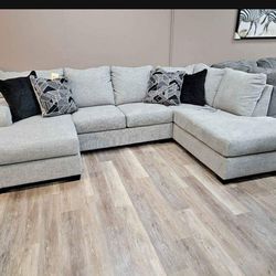 New Brand/ Megginson Storm Light Gray Dual Chaise Sectional Couch 