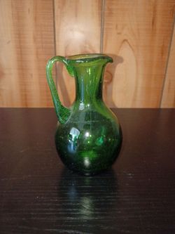 Small Green Glass Pitcher