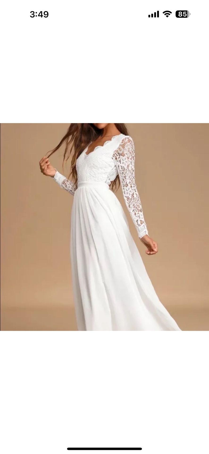 LULUS White Awaken My Love Long Sleeve Maxi Dress**size Medium , New Whit Tags..