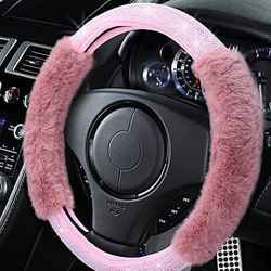 Furry Side Steering Wheel Cover Pink New