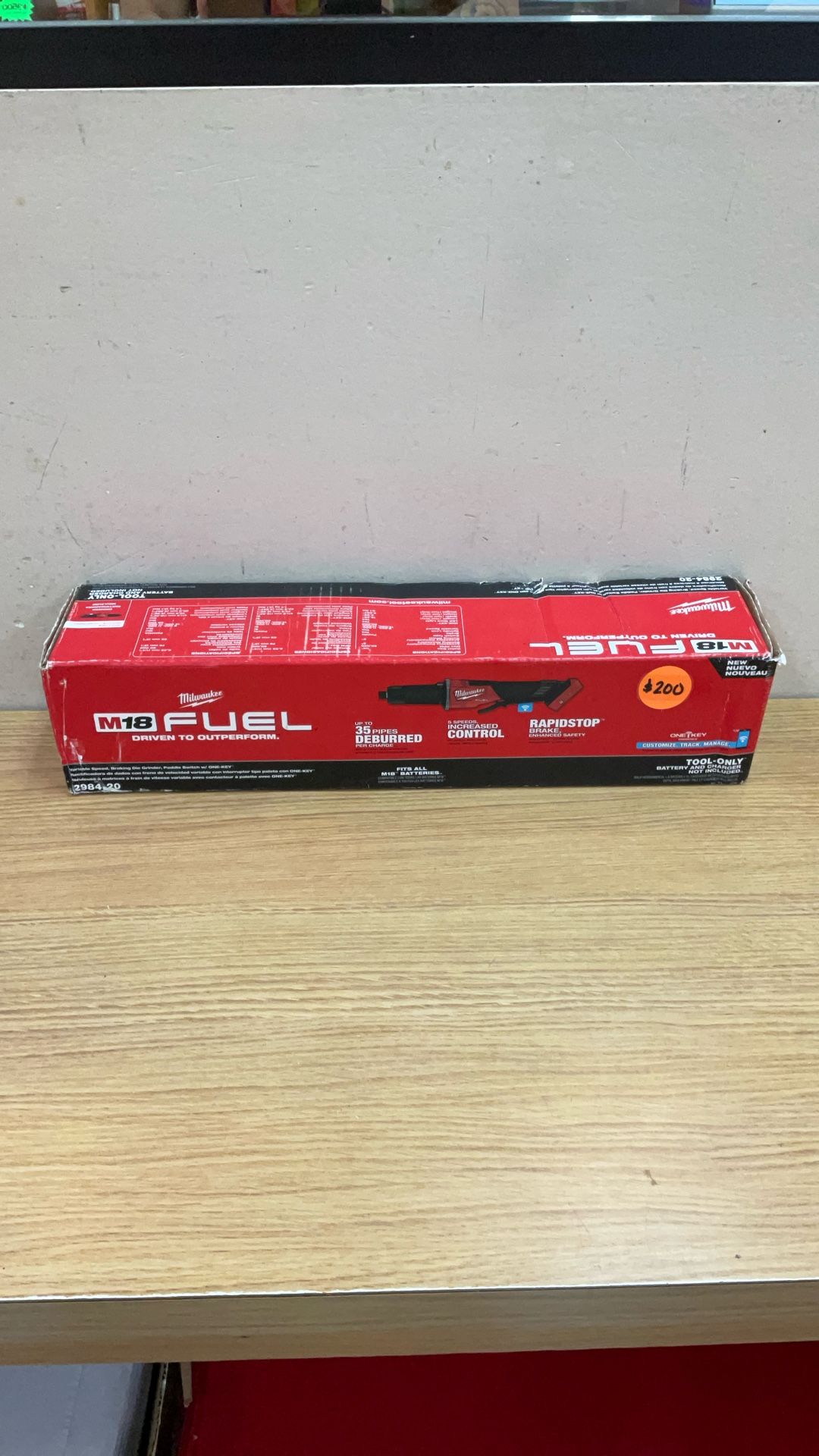 MILWAUKEE 2984-20 VARIABLE SPEED , BRAKING DIE GRINDER , PADDLE SWITCH W/ ONE-KEY (TOOL ONLY).