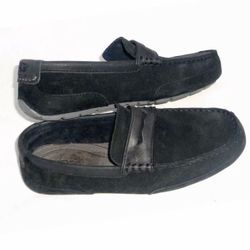UGG AUSTRALIA Black Nubuck Leather Slip on Men's shoes Size 8M