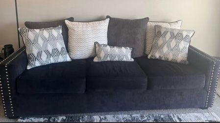 Black suede sofa