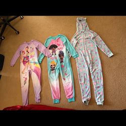 3 Girls Sleep Onesies Size 10/12