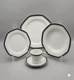 New 20PC Set Christopher Stuart Black Dress China Dinnerware
