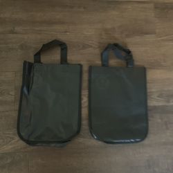 Two LULULEMON Reusable Logo Tote Shopping Bag All Black 10" X 9”