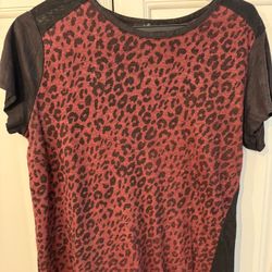 Forever 21 Leopard Print Red and Black Women's Top Size S