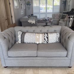 Crate N Barrel Rolled Arm Tufted Loveseat Sofa 