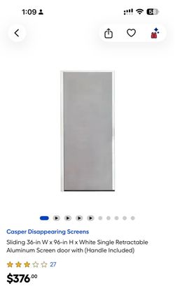 Casper Retractable Aluminum Screen Door 36x96 White