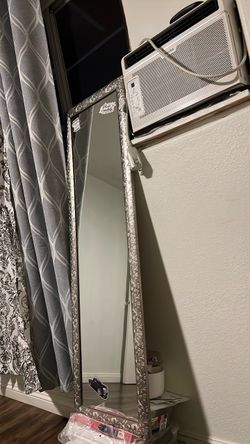 Full-Length Floor Mirror with Ornate Frame