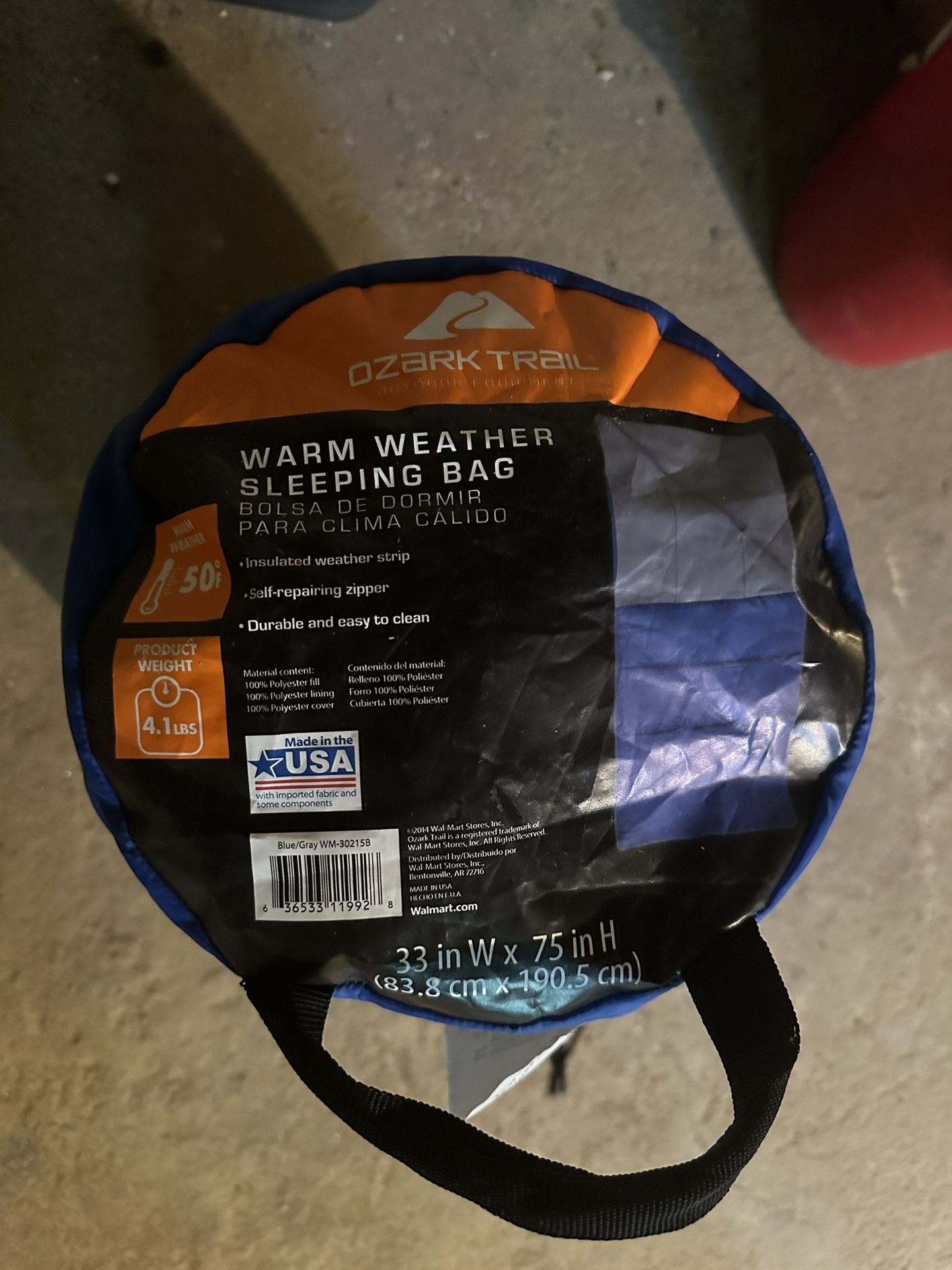 Warm Weather Sleeping Bag Used Like New