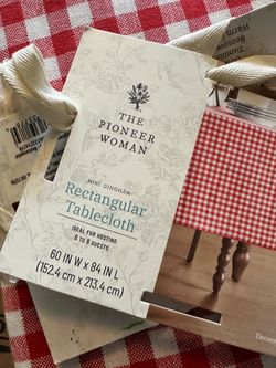 Pioneer Woman Red Gingham Tablecloth 60x84 New